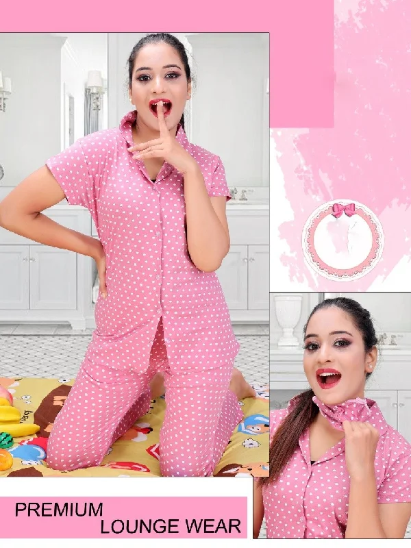 Cotton Ladies Pink NightSuit Set