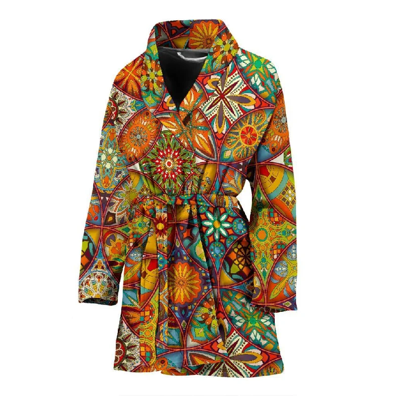 Bohemian Patchwork Print Pattern Women Long Robe