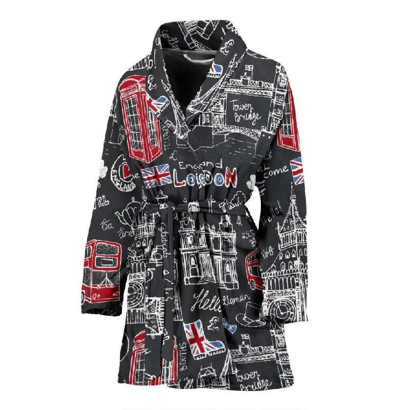 British Pattern Print Women Long Robe