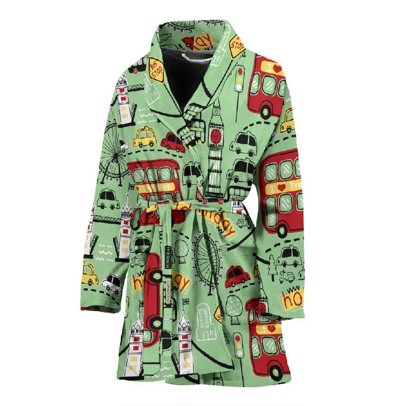 British Print Pattern Women Long Robe