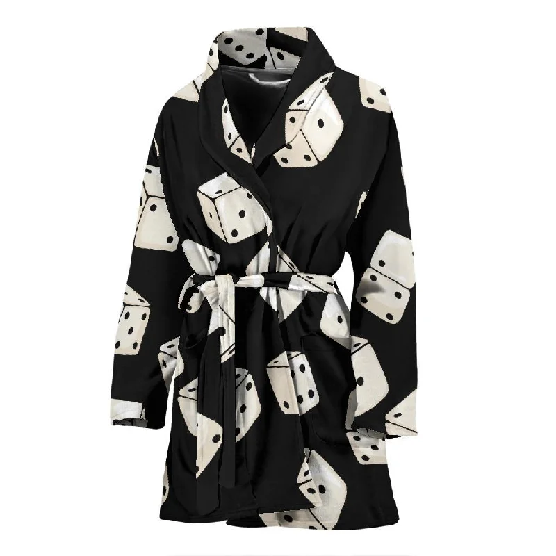 Casino Dice Pattern Print Women Long Robe