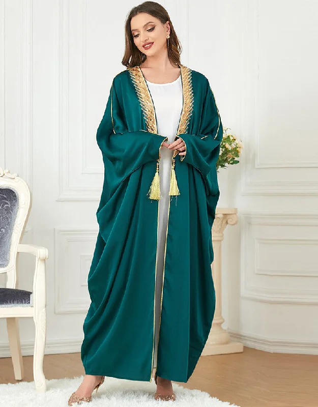 Casual Style Tassel Front Open Abaya for Women