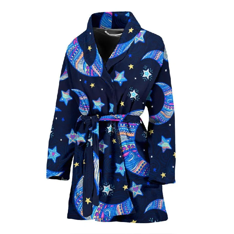 Celestial Pattern Print Women Long Robe