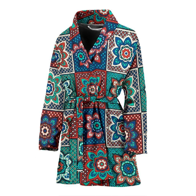 Colorful Mosaic Print Pattern Women Long Robe