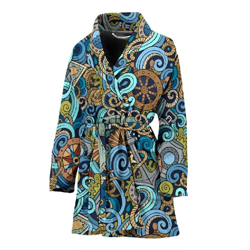 Compass Pattern Print Women Long Robe