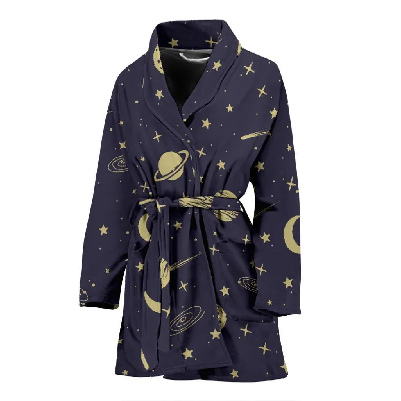 Constellation Pattern Print Women Long Robe