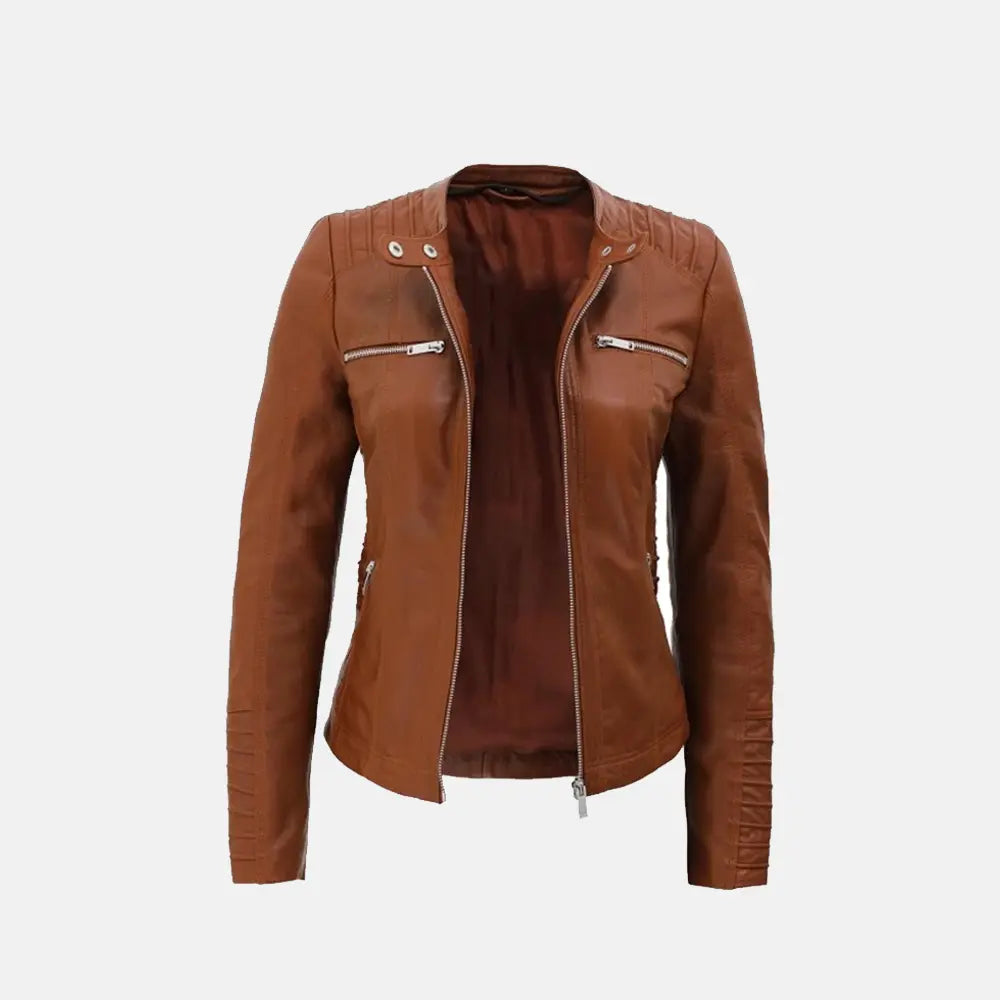 Convertible Hooded Leather Jacket Womens