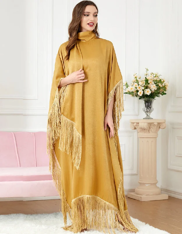 TASSEL Decorated Yellow Party Evening Abaya