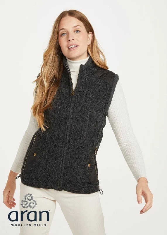 Ladies Gilet with Fleece Collar | Charcoal