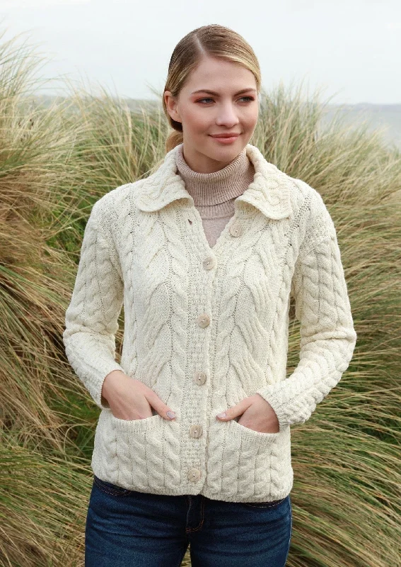 Belcarra Ladies Aran Cardigan | Natural