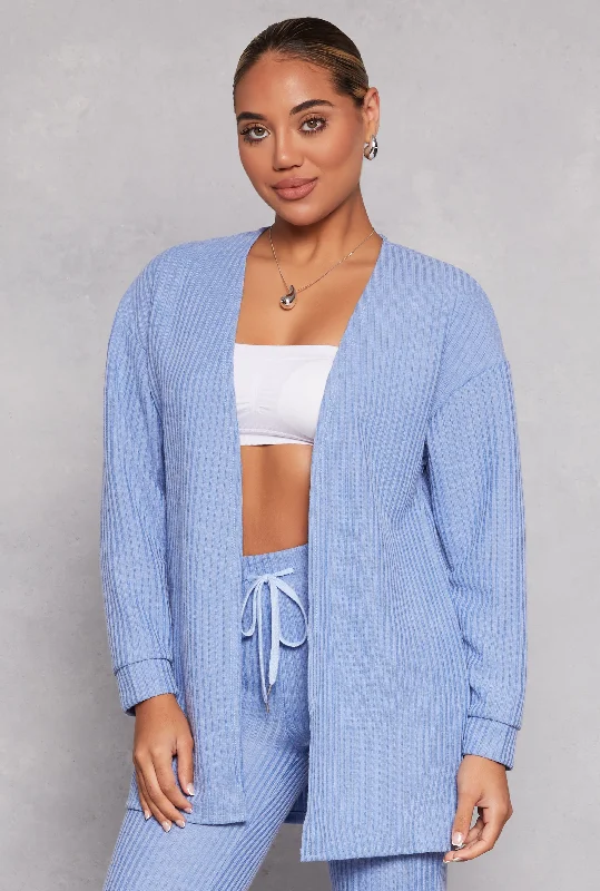 Ribbed Open Front Cardigan