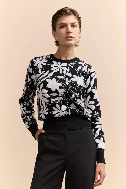 Floral jacquard sweater