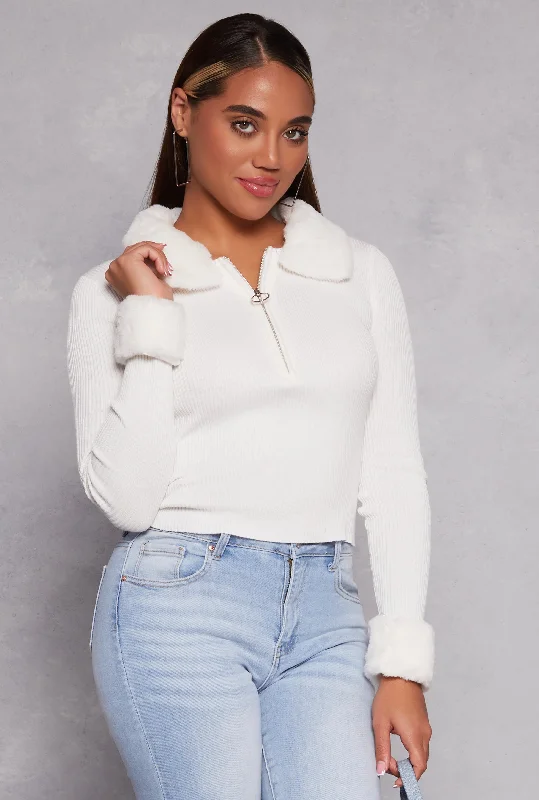 Almost Famous Faux Fur Trim Sweater