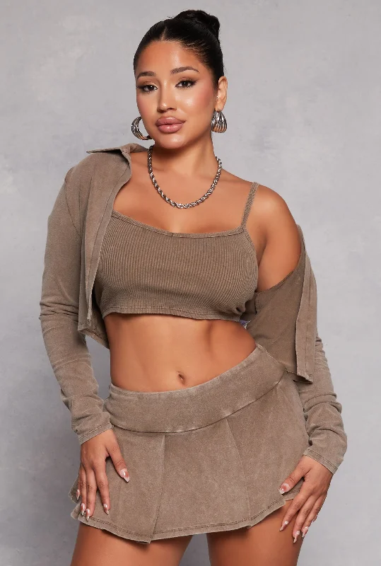 Open Front Long Sleeve Crop Top with Cami