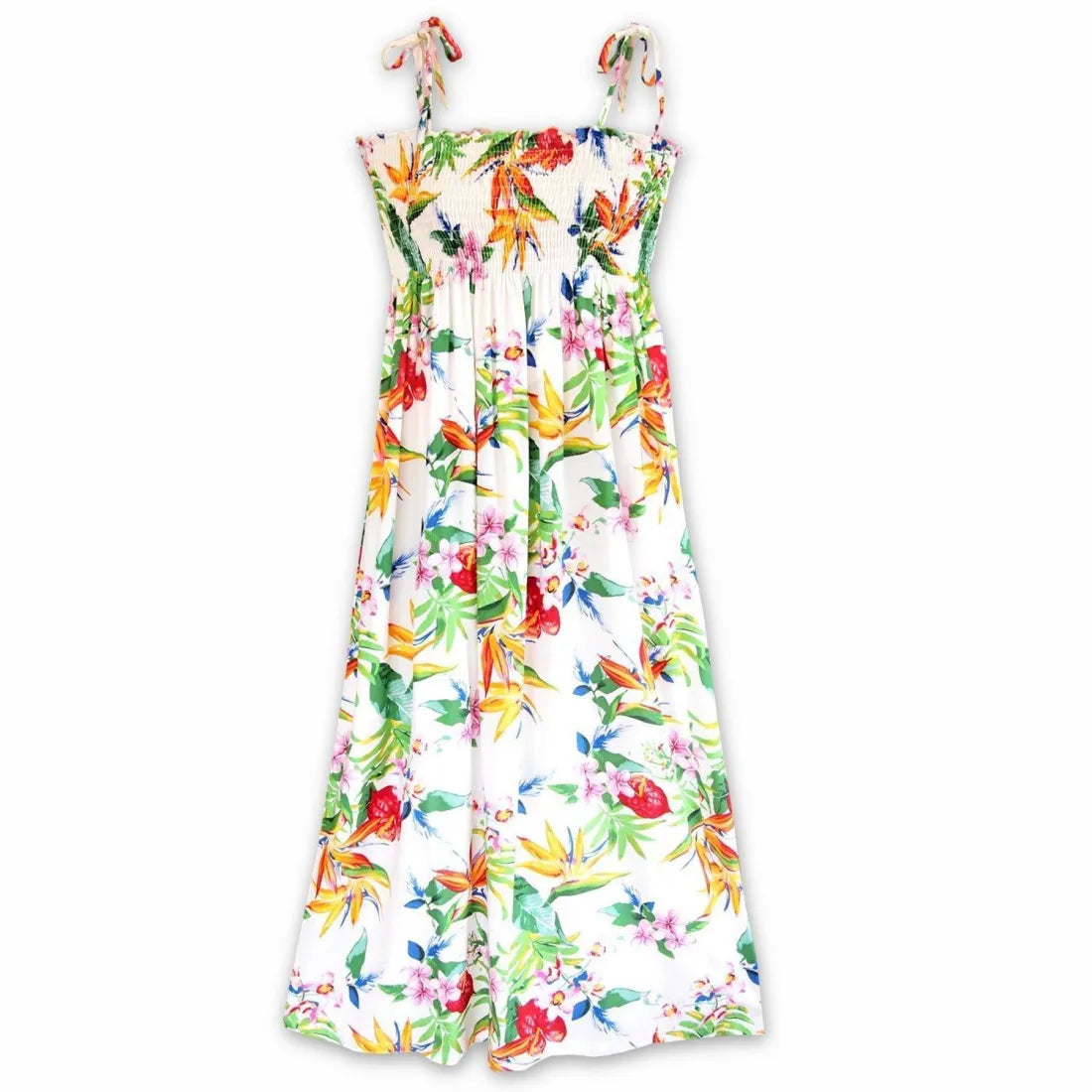 Jungle White Maxi Hawaiian Dress