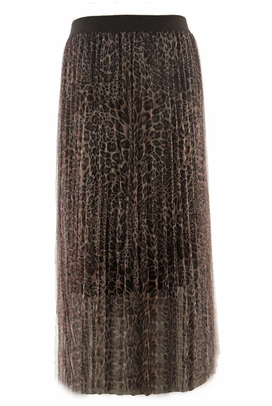 Leopard Print Pleated Skirt