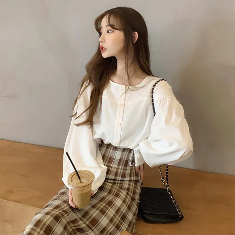 Women's Korean Fashion Plaid Tube Skirts