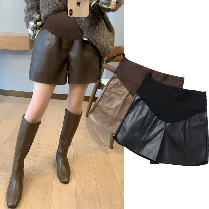 NiDELL Maternity Pants . Pregnant Women Autumn and Winter New Fleece-Lined Outer Wear Shorts Wide Leg Pants Boots Shorts