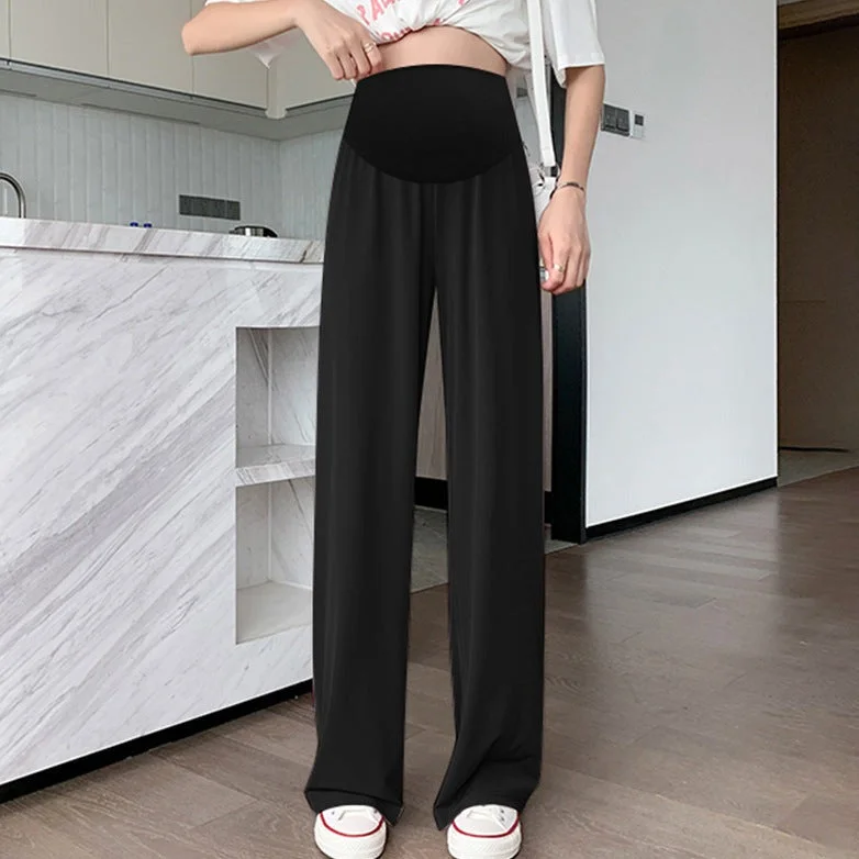 NiDELL . Spring and Summer Tianchao Mom Wear outside Pregnancy Loose Fashion Casual Slimming Thin Ice Silk Wide-Leg Pants Pregnant Women