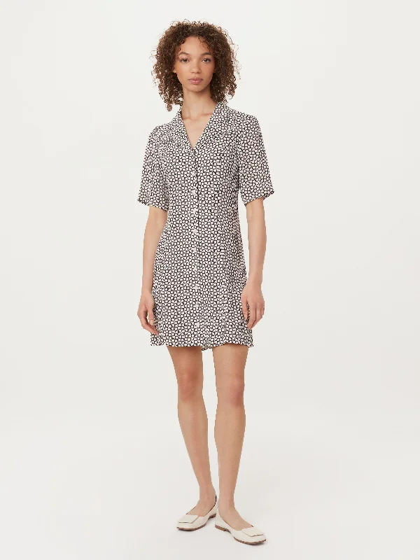 The Camp Collar Printed Dress in White