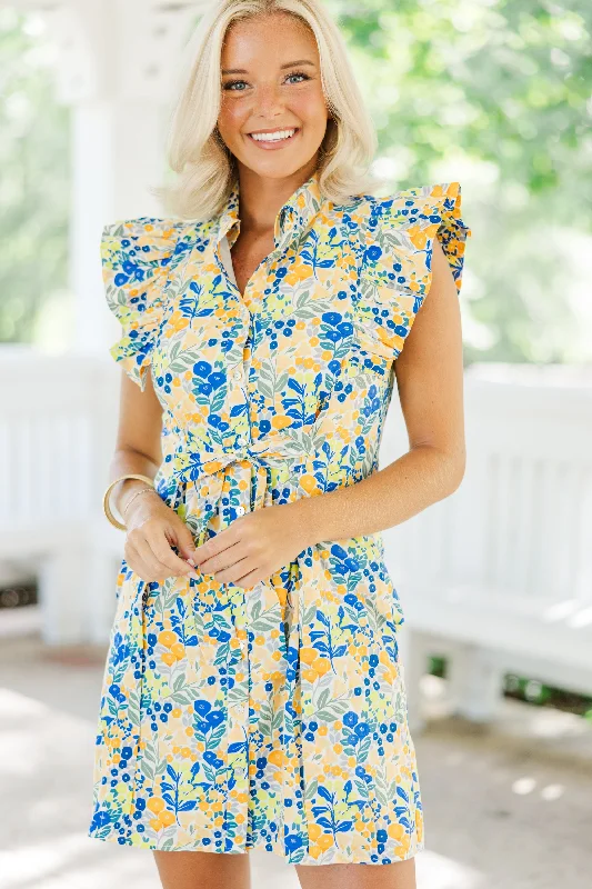 Know Your Strengths Yellow Ditsy Floral Dress