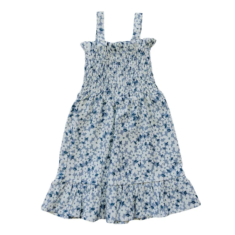 Linen Dress - Blue Floral