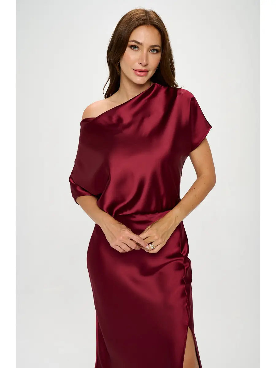 Sara Stretch Satin Dress - US Made