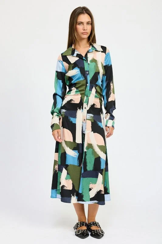 Emory Park Long Sleeve Ruched Shirt Dress