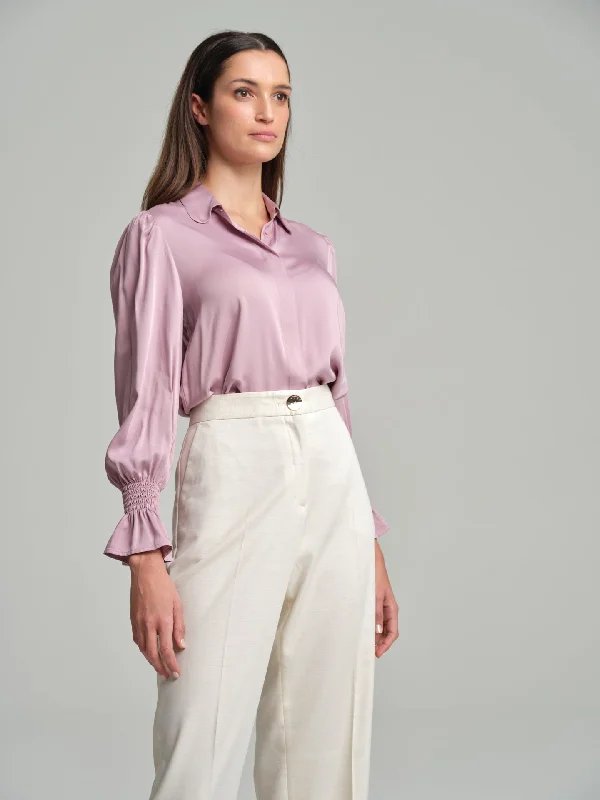 Shirt blouse with smock sleeves