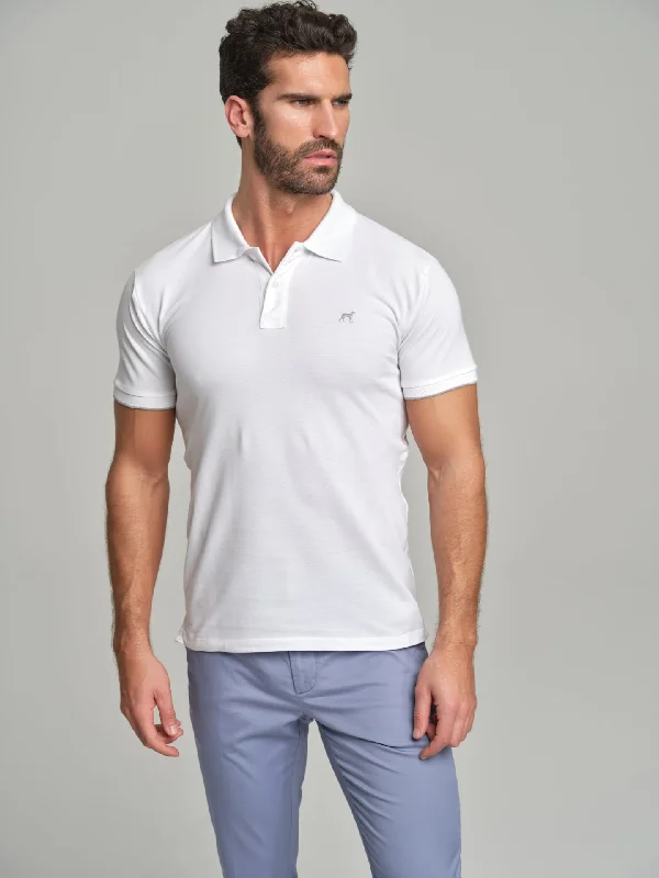 Slim fit basic piquet polo shirt with wrinkled placket