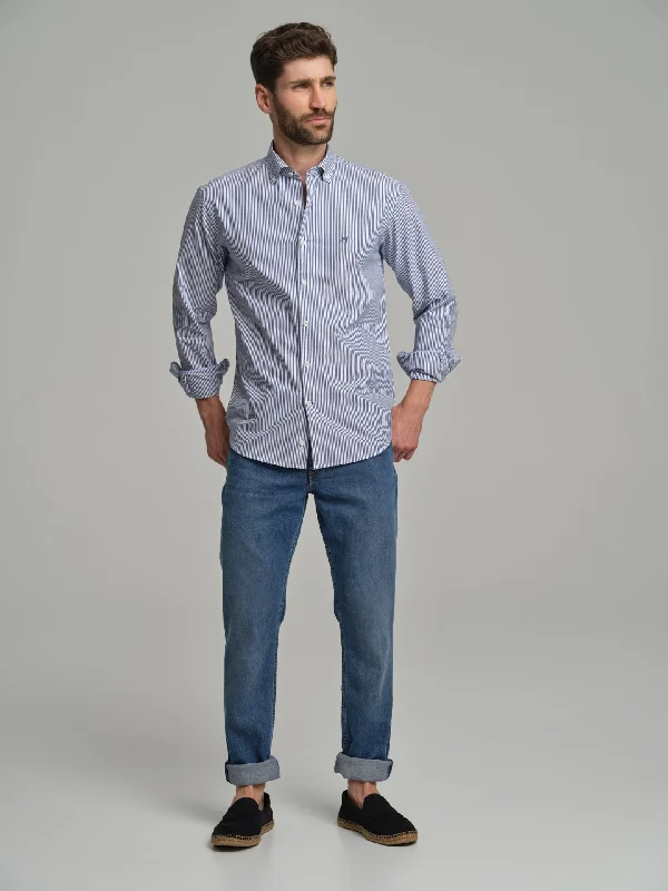 Slim fit casual striped Elton BCI Cotton shirt