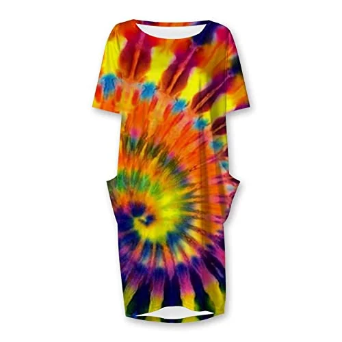 Women's Dress Casual T Shirt Short Sleeve Long Dresses Printed African Flower Dress with Loose Pockets | Original Brand