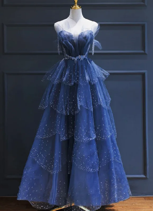 Amazing Royal Blue Long Dress with Bling Bline Sequin Sweetheart Evening Prom Gown PL10163